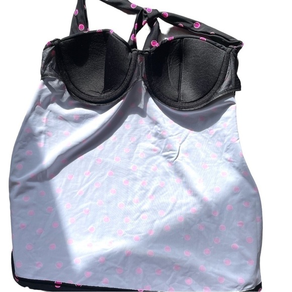 Smart & Sexy Swim, retro tankini top, size 36C, full bra, halter tie, EUC - Picture 5 of 6